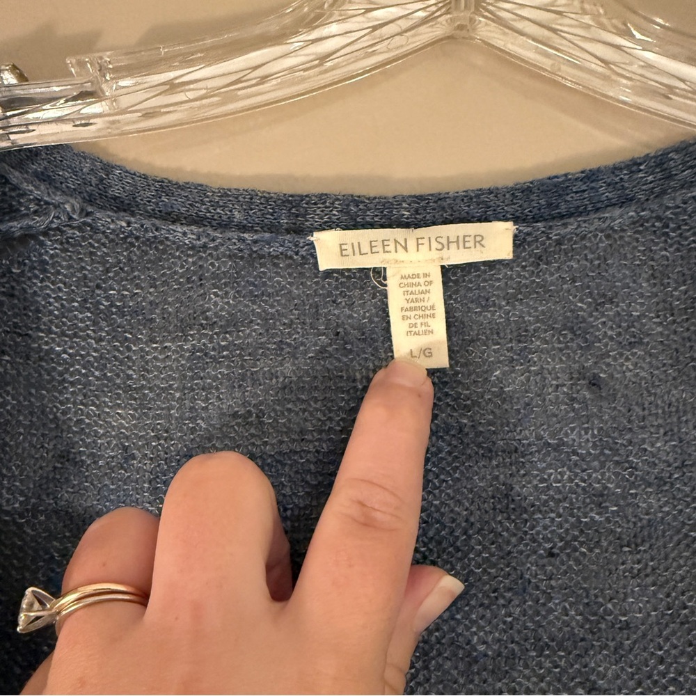 Eileen Fisher large Organic Linen Long Blue Duster Cardigan - Picture 2 of 7
